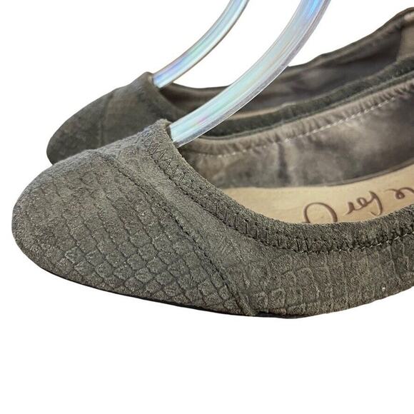 Toms Womens Gray Leather Reptile Print Slip On Square Toe Ballet Flats Shoes 7 - Picture 8 of 16